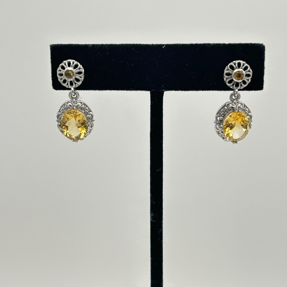 Jewelry - Citrine Earrings, 925 Sterling Silver